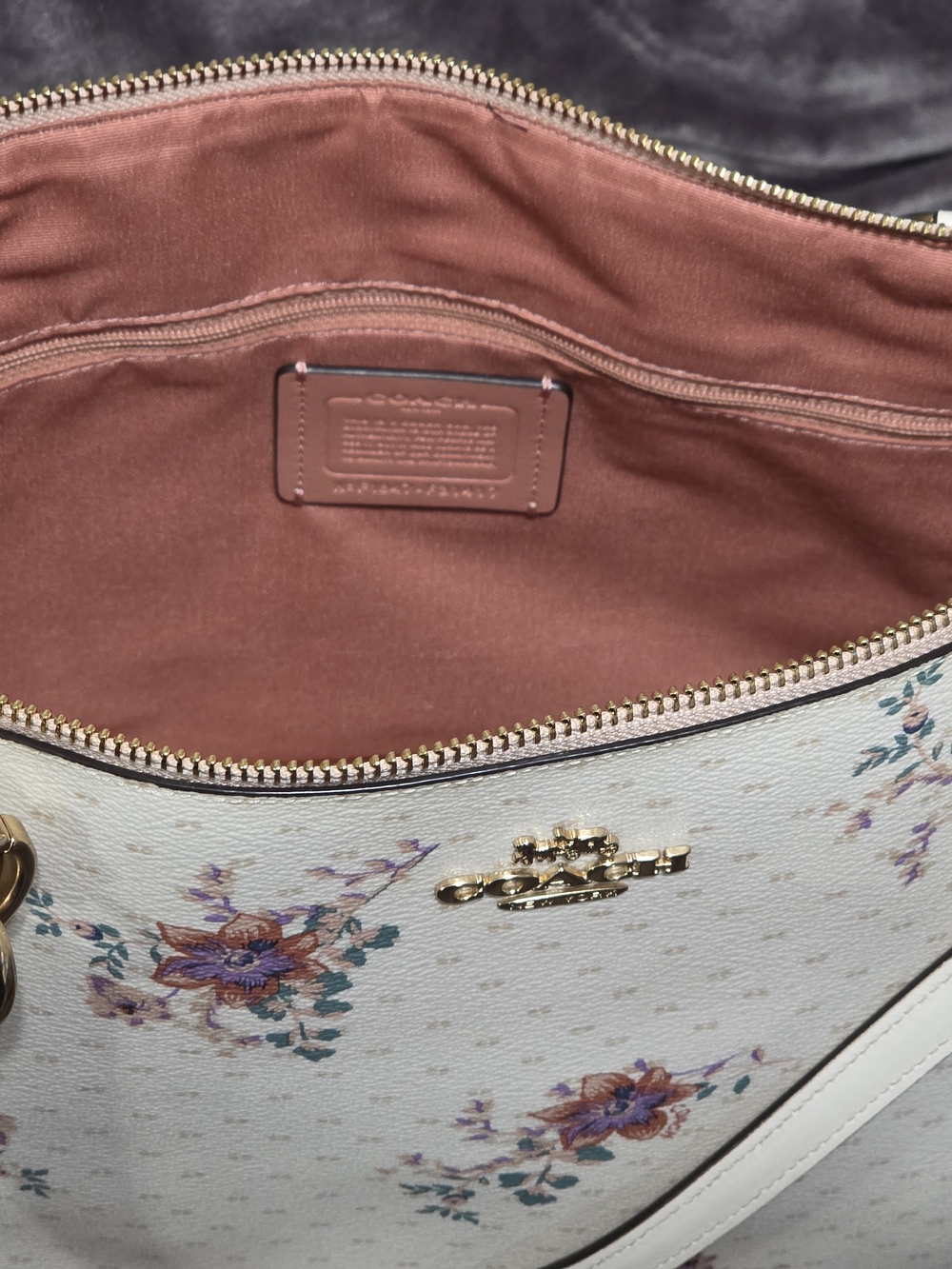 Coach Cream Floral Tote with Gold Hardware - Picture 9 of 10